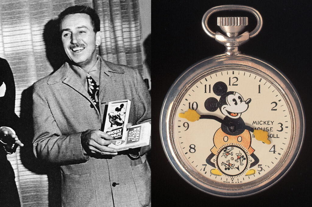 Walt Disney shows off his 1948 model Mickey