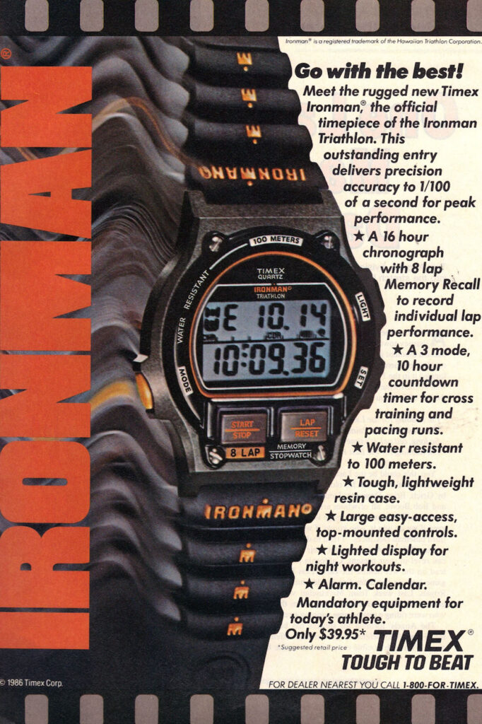 The Timex Ironman Triathlon watch, designed by fitness buff and Timex chairman Fredrik Olsen, was introduced in 1986.