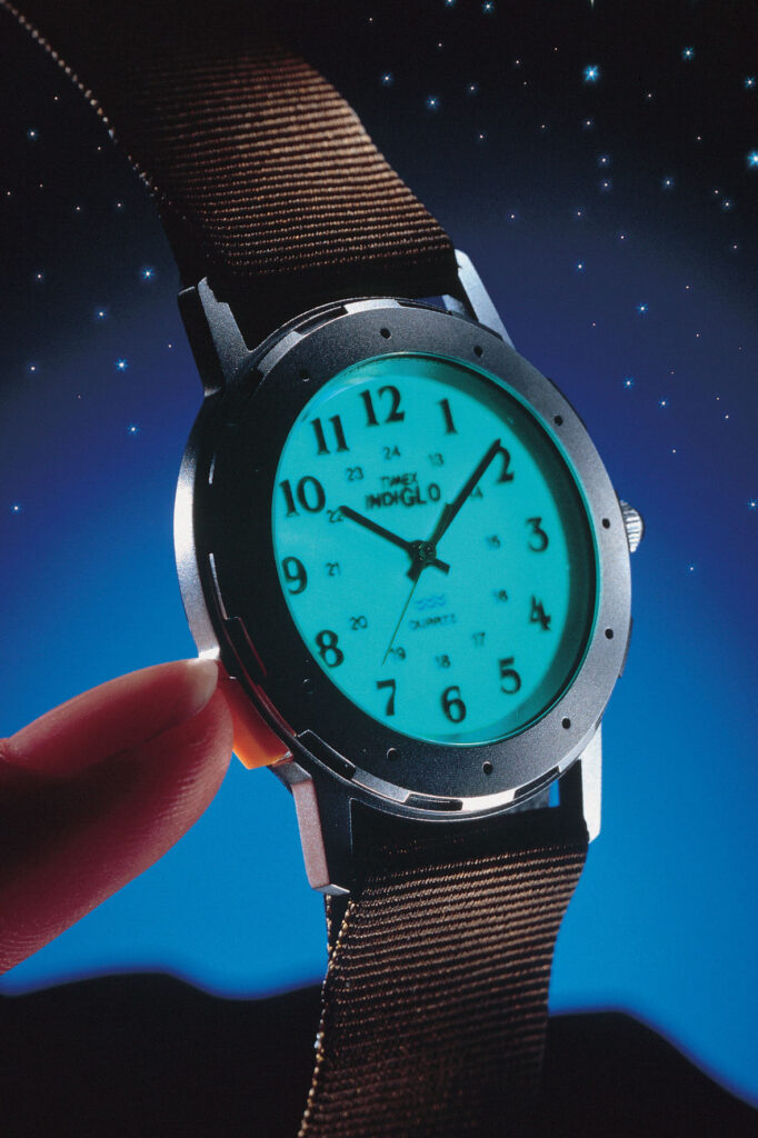 Introduced in 1990, the exclusive electroluminescent Timex Indiglo® lighting is featured on most of our models today